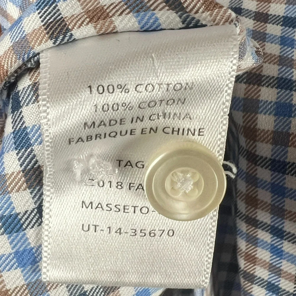 UNTUCKit‎ XXXL Wrinkle Free Button Down Shirt Blue Brown Plaid Cotton